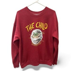 STAR WARS Men's Baby Yoda Grogu Sweatshirt Red Oversized L The Mandalorian